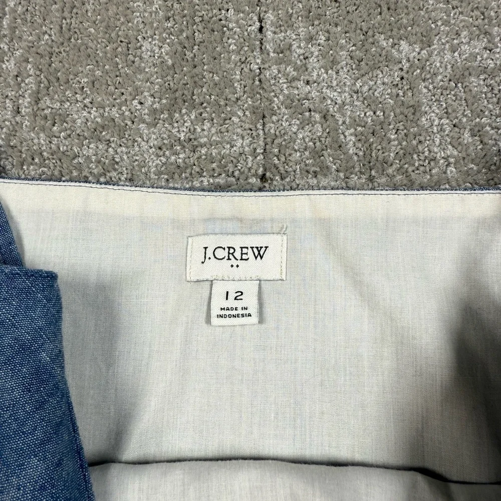 J. Crew Womens Blue Chambray Camp Tank Top Lined Womens Size 12